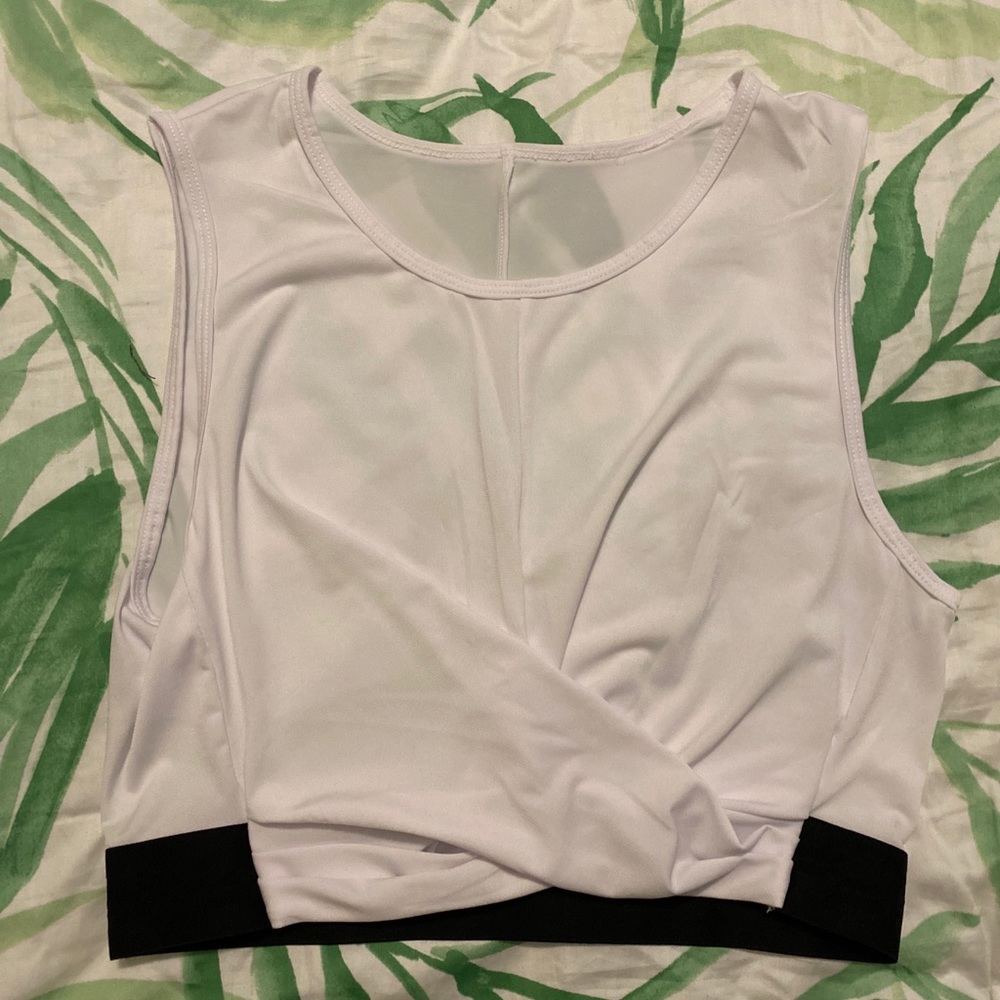 White athletic crop top
